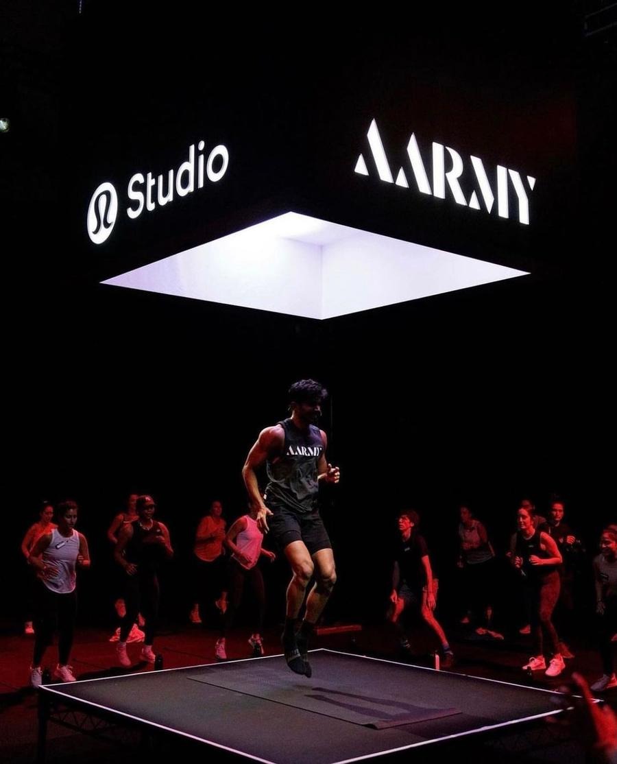 Guests taking part in a choreographed lululemon Studio workout